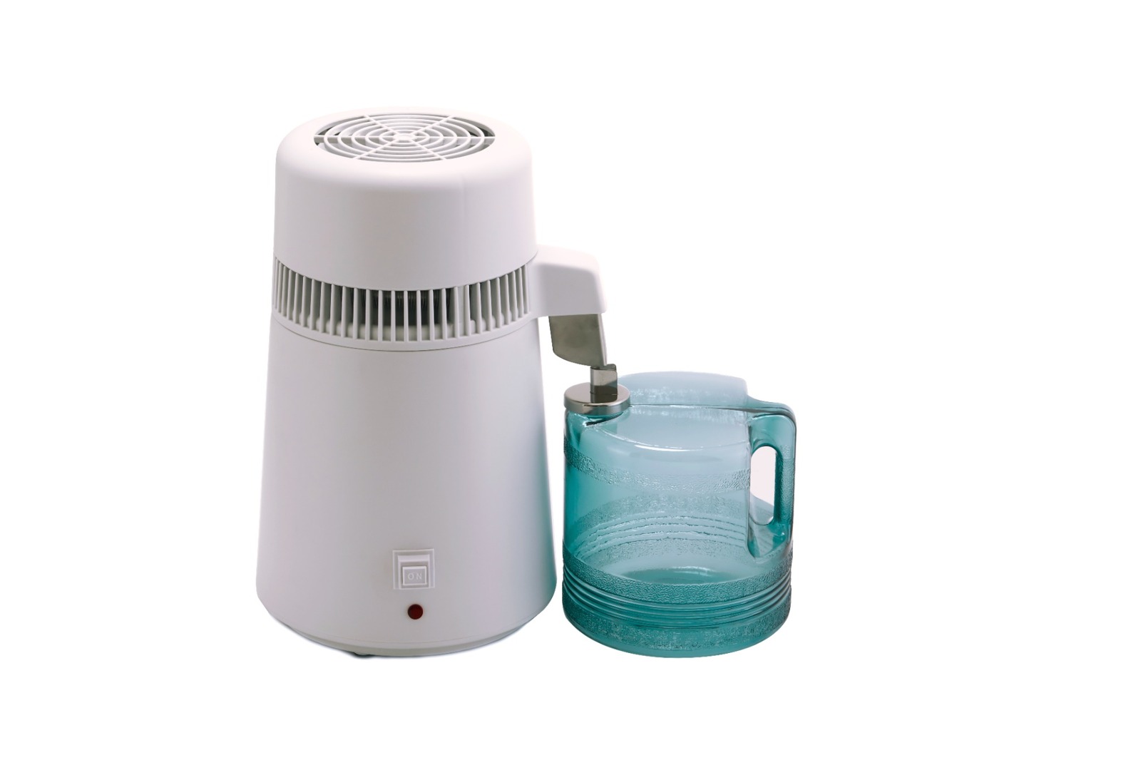 White water distiller with collecting jug