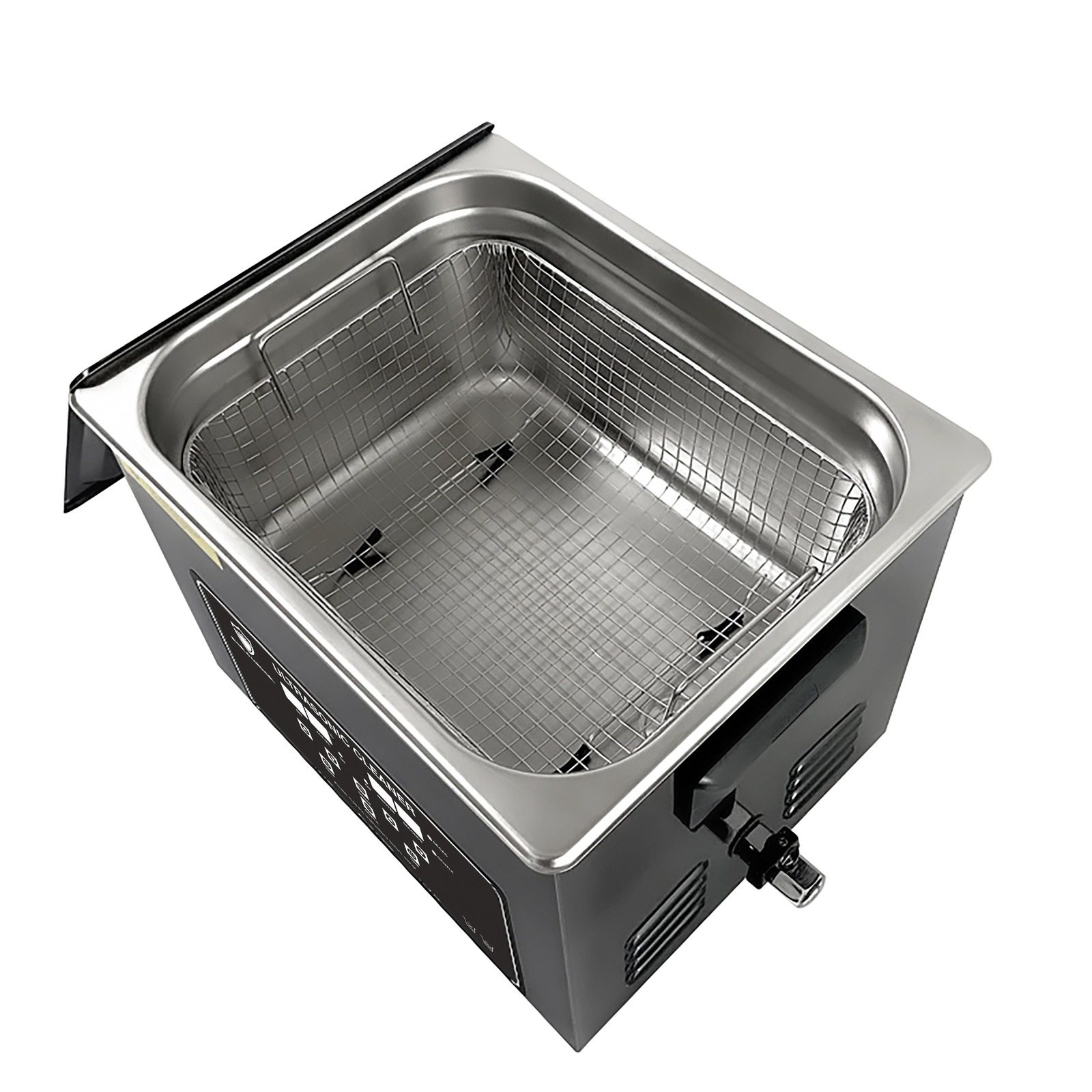 Shieldmedical ultrasonic cleaner tank and mesh basket, representative view
