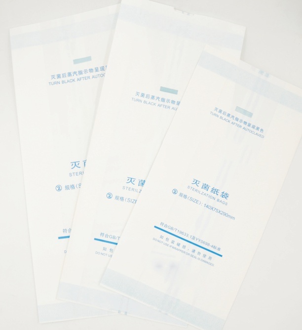 Gusseted paper sterilization pouches